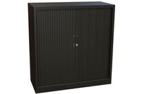 Manutan Expert - Armoire à rideaux Orel 100x105cm Noir - 2 Tablettes 45kg - Fermeture à clé - Livrée montée
