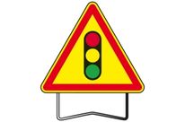 Panneaux de danger temporaire &amp;quot;AK17 Feux tricolore&amp;quot; sur pieds T1 taille 700