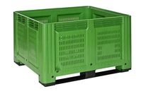 CAISSE-PALETTE 1200X1000X650 MM - AJOURE / 560 L - 2 SEMELLES - CONVEXE