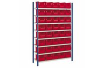Pack rayonnage - ROUGE 40 bacs 8 tablettes 1240 x 400 x 2000 mm