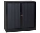 Manutan Expert - Armoire Métal Basse à Rideau - 100x100cm Noir - Charge 60kg/tablette - M1 - 2 Portes - À Clé
