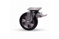 Roulette avec frein à bandage en caoutchouc