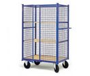 Chariot à 3 étagères grillagés avec porte