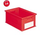 Lot de 10 caisses plastiques CP 27 litres rouges