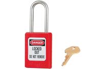 Master Lock - Cadenas de consignation S31RED - Rouge - Anse fine 4.76mm - TPE - Système de condamnation