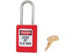 Master Lock - Cadenas de consignation S31RED - Rouge - Anse fine 4.76mm - TPE - Système de condamnation