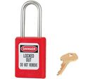 Master Lock - Cadenas de consignation S31RED - Rouge - Anse fine 4.76mm - TPE - Système de condamnation