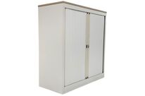 Armoire Basse Reconditionnée – Ouverture À Rideaux - Blanche