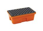 Manutan Expert - Bac de rétention plastique 40L Orange avec caillebotis Polypropylène - Résistant acides bases - PEHD - 640x410x220mm