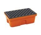 Manutan Expert - Bac de rétention plastique 40L Orange avec caillebotis Polypropylène - Résistant acides bases - PEHD - 640x410x220mm