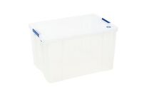 Manutan Expert - Bac de rangement 85L avec couvercle CLIP - Polypropylène transparent - Charge 140kg - Gerbage 10/1