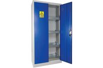 Trionyx - Armoire de stockage haute 2 portes - 1950x930x500 mm - 300L / 80L rétention - Acier Blanc/Bleu - Pour produits inflammables/toxiques