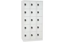 Manutan Expert - Vestiaire multicases 15 cases gris/gris - L 900mm H 1800mm - Serrure à clé - Acier époxy - Livré monté