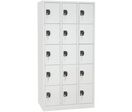 Manutan Expert - Vestiaire multicases 15 cases gris/gris - L 900mm H 1800mm - Serrure à clé - Acier époxy - Livré monté