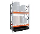 Rayonnage 18/405 avec bac de rétention PEMD - Pour huiles, fioul, gasoil, produits chimiques