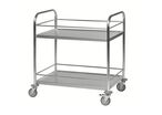 Chariot de transport inox 2 plateaux avec rebords