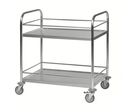 Chariot de transport inox 2 plateaux avec rebords