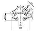 Tubes profilés en aluminium Ø30 rainure 8 type I