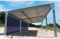 Abri de voiture monopente en kit 5,4x10x3m + bardage 1 long pan bas