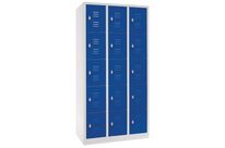 Manutan Expert - Vestiaire multicases 3x5 cases 300mm bleu - Acier époxy - 1800x885x500mm - Livré monté