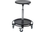 Global Professional Seating - Tabouret d'atelier réglable en hauteur - Assise polyuréthane noir - 5 roulettes - 51-77 cm