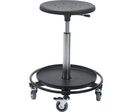 Global Professional Seating - Tabouret d'atelier réglable en hauteur - Assise polyuréthane noir - 5 roulettes - 51-77 cm