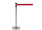 Poteau chromé de guidage à enrouleur 2 mètres sangle rouge