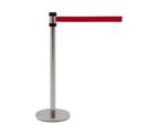 Poteau chromé de guidage à enrouleur 2 mètres sangle rouge