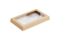 Couvercle carton kraft avec fenêtre PP 120 x 200 mm pour barquette OVEN RANGE 800 ml (x300) Firplast