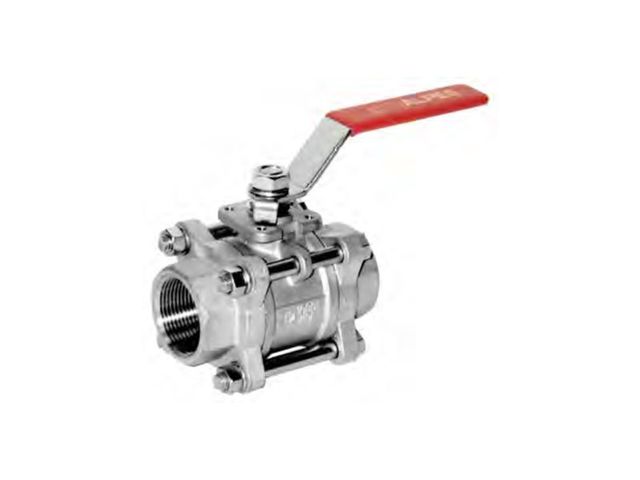 Vanne à bille deux voies inox trois pièces | 570 GRAFOIL