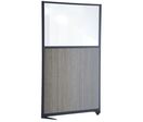 Ligne M - Cloison de séparation acoustique H150xL80 cm - Mélaminé Chêne &amp; Verre - Profil Gris - Montage Facile