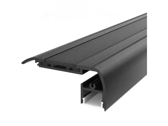 Nez de Marche Alu 2M Noir pour Ruban LED 10mm