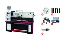 Tour à métaux hauteur des pointes 180 mm entre-pointes 1000 mm alésage 52 mm 1,5 kW 400V avec accessoires essentiels Optiturn TH3610D PACK