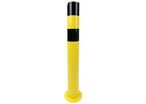 Manutan Expert - Poteau de protection extérieur noir/jaune - Platine 250mm, H.1200mm - Acier, Usage Parking, Garantie 10 ans