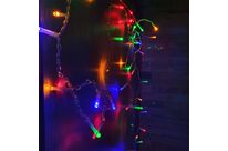 Rideau lumineux 120LED IP44 2M - câble transparent - MultiCouleur