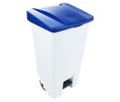 Manutan Expert - Poubelle Mobile à Pédale 120L Blanc/Bleu - Agroalimentaire HACCP - Collectivité