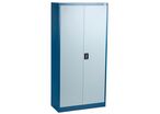 Manutan Expert - Armoire haute à portes battantes - 100x45x195cm Bleu/Gris - Acier, 240kg Charge Max, 4 Tablettes, Livrée Montée, Garantie 10 Ans