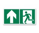 Panneau picto sortie vers porte flèche vers le haut - PHOTOLUMINESCENT en PVC 1 mm