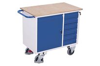 Variofit - Établi mobile 6 tiroirs Hêtre multiplis 1100mm - Charge 400kg - Roulettes 160mm - Serrure à clé