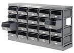 Rack de rangement 20 postes avec bacs métalliques vernis 28 litres
