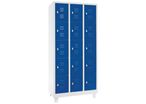 Manutan Expert - Vestiaire multicases sur pieds - 3 colonnes, 15 cases - Bleu/Gris Clair - Acier Époxy - 1900x885x500mm