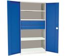 Manutan Expert - Armoire haute d'atelier Magic - 3 tablettes, 2 tiroirs 155mm - Acier Gris/Bleu - Charge 250kg