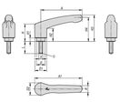Manette indexable en plastique détectable visuellement avec filetage