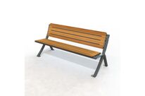 Banc public en compact stratifié Teck et pied acier - Bergerac