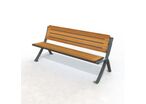 Banc public en compact stratifié Teck et pied acier - Bergerac