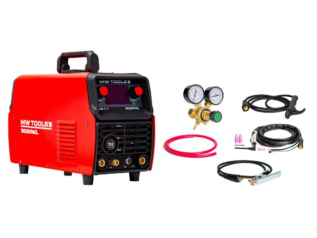 Poste à souder TIG AC/DC 200 A Inverter - Aluminium &amp; Acier - TIG Pulse et MMA - Grand écran MW Tools TIG206PACL
