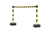 Novap - Kit 2 Poteaux de Guidage à Sangle PVC Noir/Jaune - 5m - Collectivité Intérieur/Extérieur