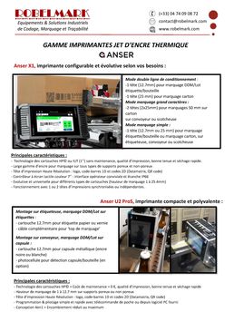 Gamme imprimantes jet d'encre thermique ANSER: économique et sans maintenance