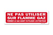 Panneau ne pas utiliser sur flamme gaz fermer le gaz avant d’utiliser l’extincteur