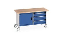 Bott - Établi Mobile 3 Tiroirs 1 Porte - 1500x750x840 mm - Charge 300 kg - Hêtre Massif